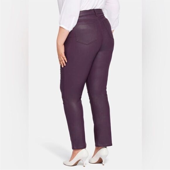 NWOT NYDJ Uplift Coated Marilyn Straight Jeans In Eggplant Coated Size 18 W - Picture 2 of 14